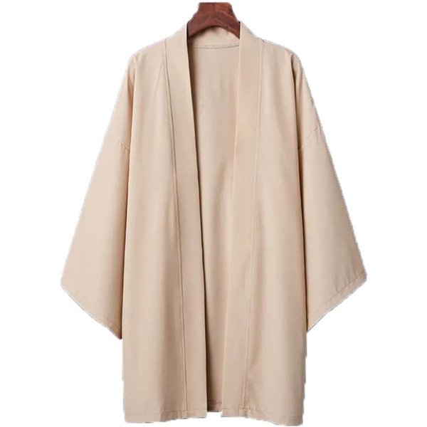 CáRdigan De Manga Larga Para Hombre De Color SóLido Camisa Kimono Larga Ropa Tradicional AsiáTica Yukata Chaqueta Haori Abrigo 6 Colores Kimono JaponéS XS-image