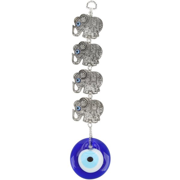 Adorno Ojo Azul 4 Elefantes Huecos De AleacióN Buena Suerte Mal De Ojo DecoracióN Colgante Aleaciones De SuspensióN Vidrio-image