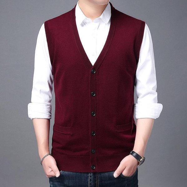 Chaleco De Punto Sin Mangas Para Hombre De Primavera Y OtoñO, CáRdigan Suelto Para Mediana Edad, Conjunto Para Hombre, Camiseta Interior Xxxl White-image
