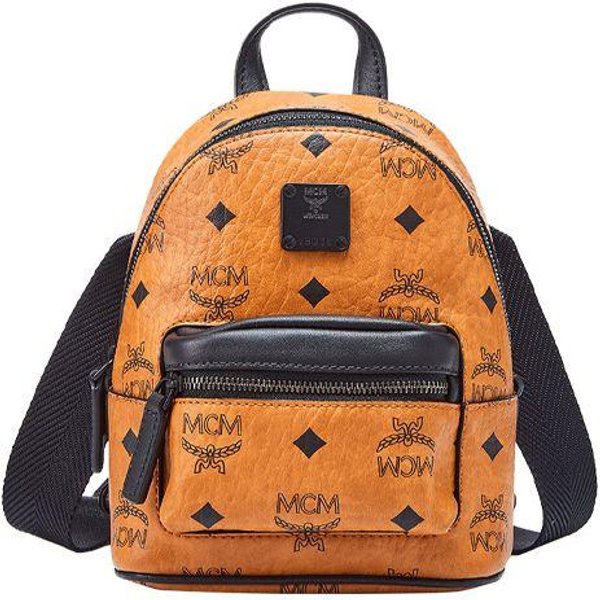MCM Stark Klasyczny Monogram Odpinany Pasek Na Ramię SkóRzana Mini Torebka Crossbody Damskie Torebki BrąZowy Koniak Czarny MMRCAVE01CO001 Basic Set (Bag+Dust Bag) Black-image