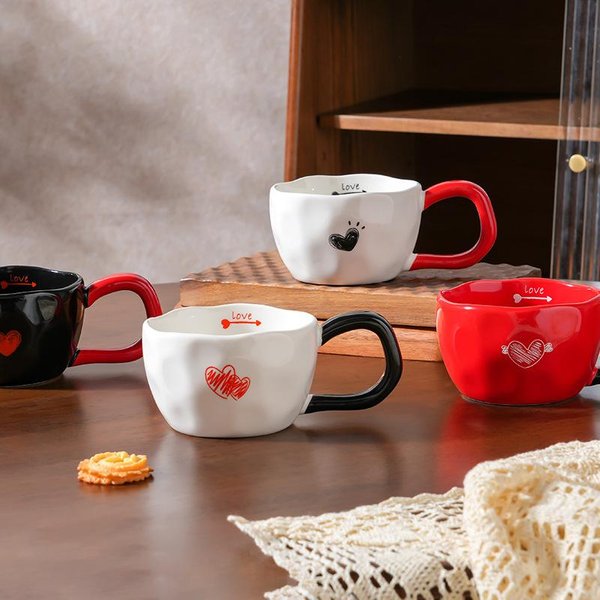 Taza Individual De Amor Para Pareja Con Taza De CeráMica De Mano, Taza De Agua De Gran Capacidad Y Alto Valor, Juego Para El Hogar, Taza Para Beber Para La Oficina 330ML-image