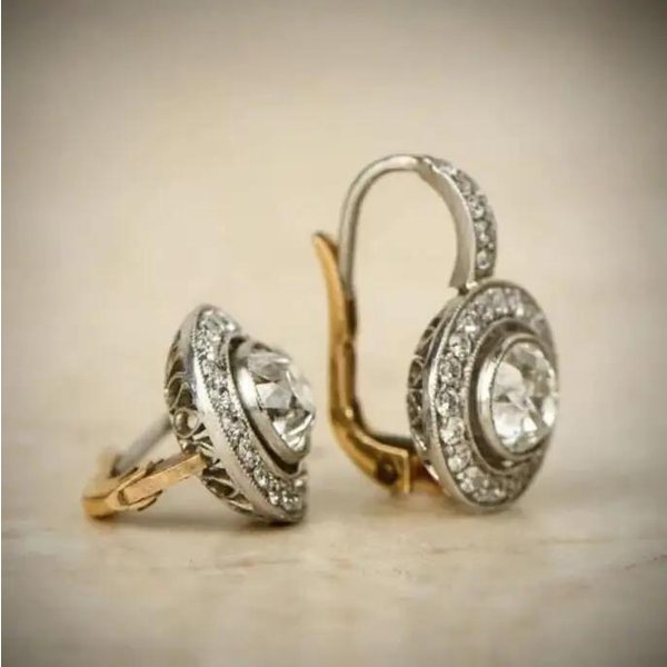 Exquisitos Pendientes Colgantes Redondos Piedra Blanca Color Cobre Pendientes JoyeríA Para Mujer-image