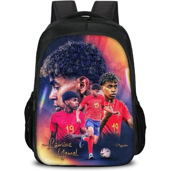 Mochila De Doble Capa L-Lamin Yamal Mochilas Escolares Estrella De FúTbol Rucksack Mochila Deportiva De FúTbol Mochilas De Viaje De Gran Capacidad-image