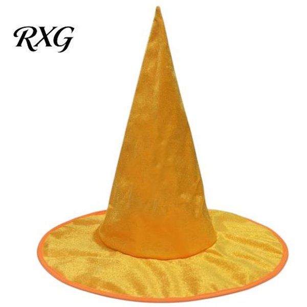 Accesorios De Atuendo De Bruja Sombrero De Bruja De Terciopelo Para Disfraz De Halloween, Gorro De Mago Puntiagudo Con Ala Ancha Para Accesorios De Fotos De Fiesta TemáTica, Festival De FantasíA Oscura Naranja-image