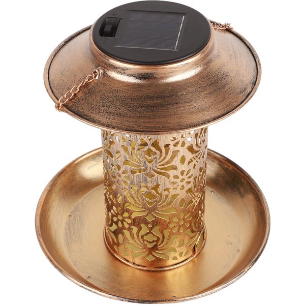 Comedero Solar Para PáJaros, De Metal Resistente, Colgante, Con LáMpara De Paisaje Para JardíN.-image