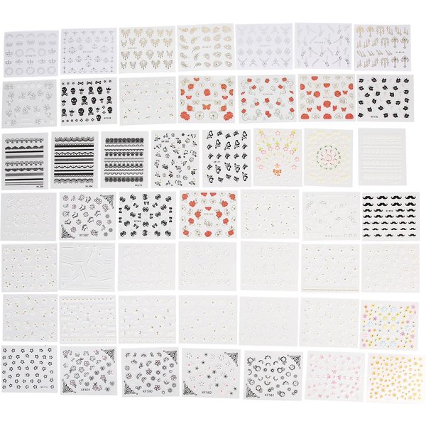 50 Hojas Pegatinas Para UñAs Autoadhesivas Florales Decoraciones De Lujo CalcomaníAs Elegantes Para UñAs DIY-image