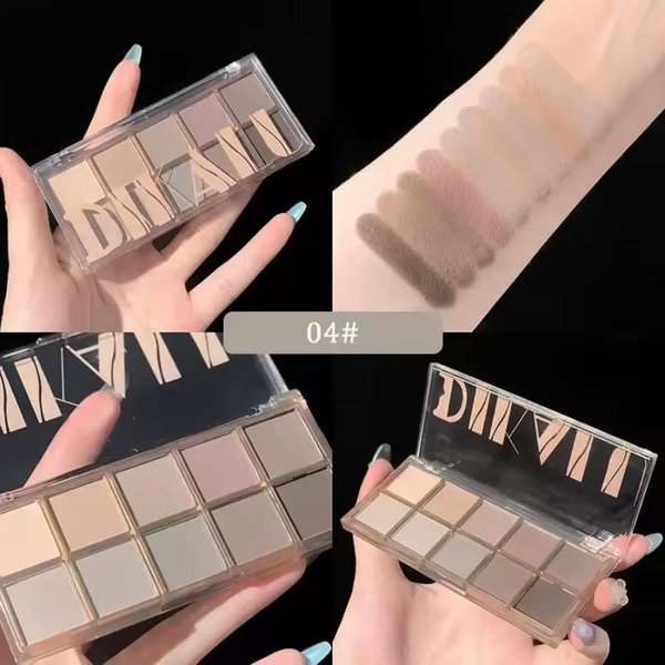 Paleta De Sombras De Ojos De 10 Colores Brillo Mate Sombra De Ojos Larga DuracióN Maquillaje Facial CosméTico-image