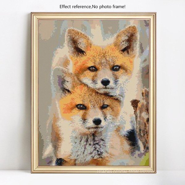 Pintura De Diamante 5D Diy, Bordado De Diamantes De Zorro Animal, Punto De Cruz, Cuadro De Mosaico Redondo Completo 20X30CM-image
