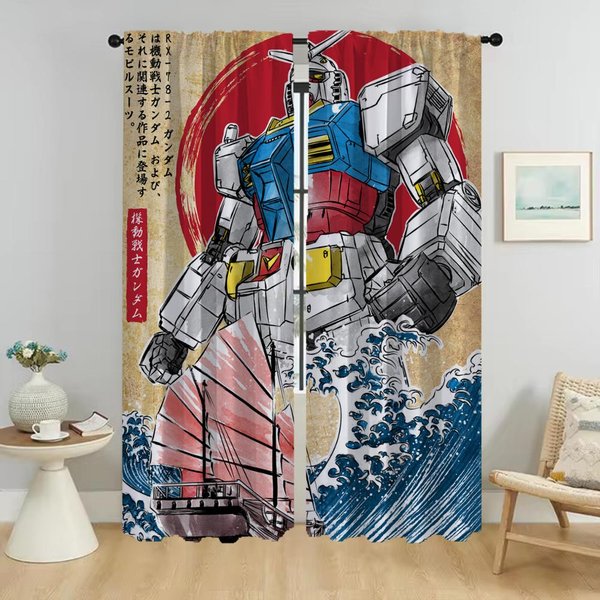 DecoracióN De Halloween Gundams Cortina Blackout Para HabitacióN Cortinas De 2 Paneles Tul Para Dormitorio Estores ParticióN Sala De Estar W50Xh70Cmx2Pcs-Cl-image