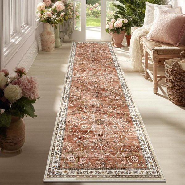 Vintage Perski Kwiatowy Dywanik Biegacz PrzedpokóJ Mata AntypośLizgowa ŁAtwy Do Czyszczenia Dywanik Do Kuchni Sypialni Dekoracja Domu 50X160Cm 20X63Inch-image