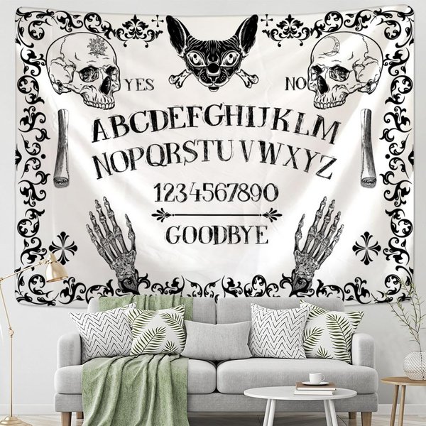Psychodeliczny Czarny Kot Gobelin ŚCienny WisząCy Czaszka ŚMierć Hippie KsiĘŻYc Wilk Czarostwo Abstrakcyjna Tajemnica Tapiz WystróJ Domu 95X70Cm-image