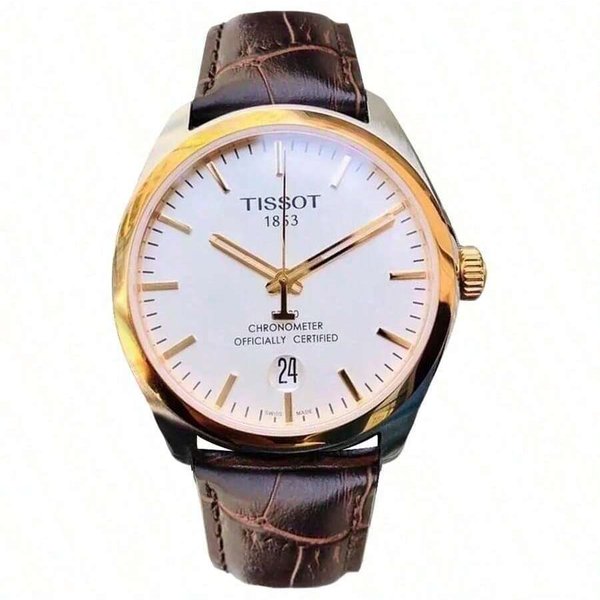 Tissot Szwajcarski MęSki Zegarek Mechaniczny Automatyczny, Seria PR100 - Czarna Tarcza 39Mm, Wodoszczelność 30M, Stalowa/SkóRzana Bransoleta, Model T101.451.26.031.00 Czarny-image