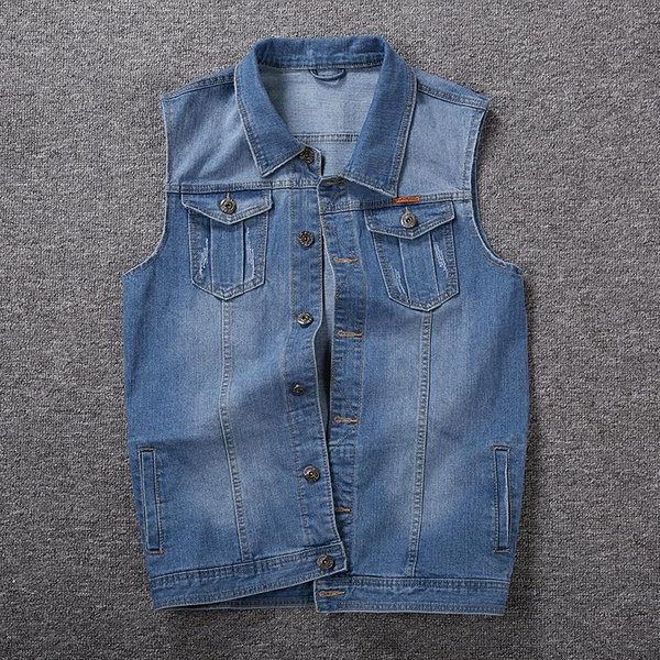 Plus Rozmiar 8XL 7XL 6XL 5XLC BawełNiana Kurtka Bez RęKawóW Kamizelka MęSka DżInsowa Kamizelka Jeansowa 6XL Gray-image