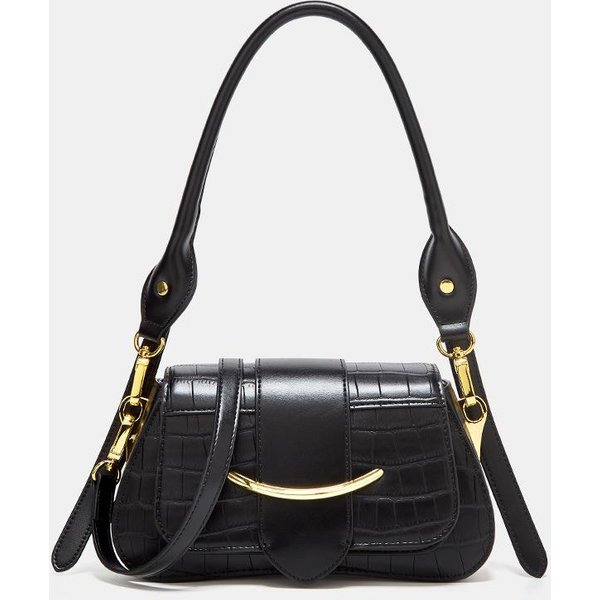 Primavera Y Verano Nuevo DiseñO Simple Y Nicho Bolso De Mujer A La Moda De Un Hombro Bolso Sobaco PatróN Cocodrilo Bolso Cuadrado PequeñO Bolso Bandolera Black-image