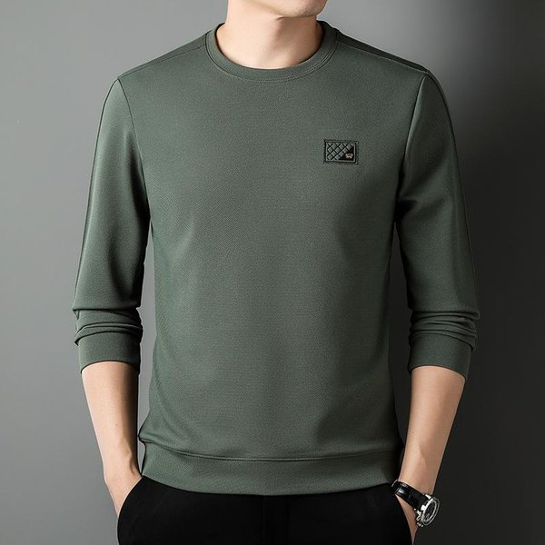 OtoñO Nuevo Camiseta De Manga Larga Sudadera Para Hombres JóVenes Y De Mediana Edad Estilo Coreano Casual Trendy Cuello Redondo Estampada Sudadera De Hombre 4XL Gray-image