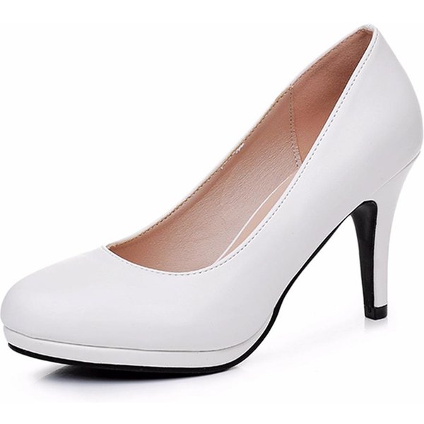 Zapatos Individuales De TacóN Alto Blanco De 14 Cm TacóN Delgado Rojo Plataforma Impermeable Zapatos De Boda Blancos Talla Grande Zapatos De Boda De TacóN Alto 36 White-image