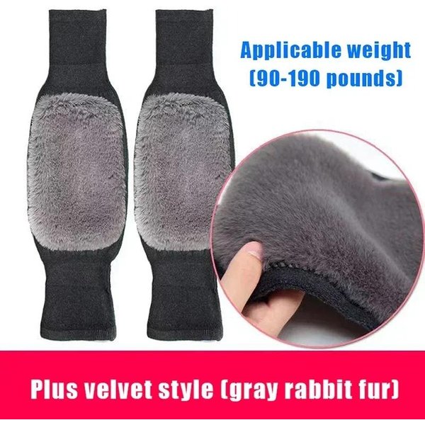 1 Par Rodilleras De Piel De Conejo Para Mujer Invierno CáLido Hombre Personas Mayores FríO Pierna Artritis Rodillera Soporte De Rodilla Correr Protector De Rodilla Gris-image