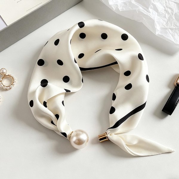 Bufanda MagnéTica De Perlas De Caballero De Lujo Para Mujer, PañUelo VersáTil Y Transpirable, Accesorio De Moda ArtíStico, Bufandas Envolventes Para El Cuello One Size White-image