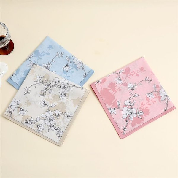 PañUelo AlgodóN Puro AlgodóN Estampado TamañO Grande Ultra Fino Suave Absorbente De Sudor Bufanda Cuadrada Suministros De Boda Regalo 43*43Cm White-image