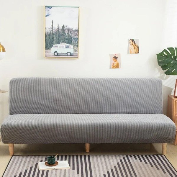 Funda De Sofá Cama Polar Sin Brazos EláStica Sin Reposabrazos Fundas De Sofá Cama Antideslizante Funda De Sofá Para Sala De Estar Hogar Hotel M Size 160-190Cm-image