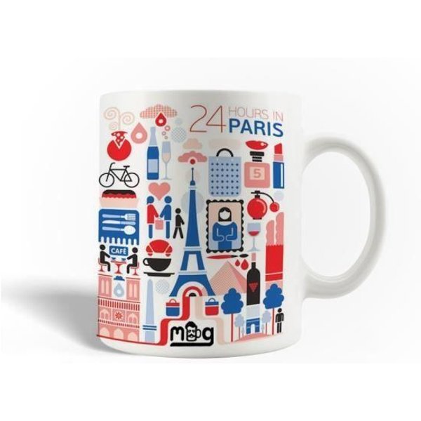 Taza De CeráMica - 24 Horas En ParíS - Blanco - 30Cl - Apta Para Lavavajillas - Redonda-image