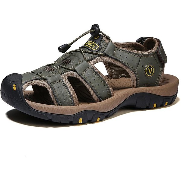 Sandalias De Verano Para Hombre Cuero Zapatos Casuales Para Hombre Sandalias Transpirables Para Exteriores Para Hombre Zapatos De Playa Zapatillas Moda Zapatos Romanos 39 Black-image
