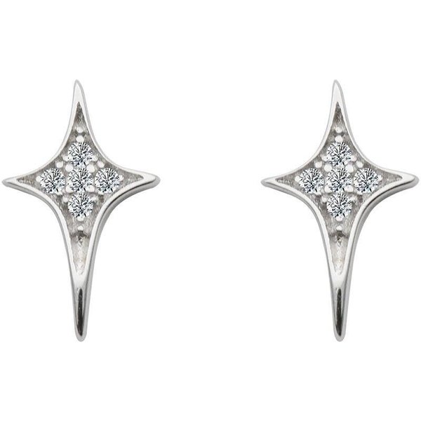 Pendientes De Plata De Ley 925 Con Circonita En Forma De Cruz Estrella Para Mujeres NiñOs Boda Fiesta Femeninos Eh142 White-image