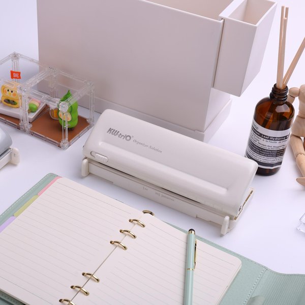 Kw Trio Regulowany Dziurkacz Biurkowy 6-Otworowy Do A4 A5 A6 A7 Mini B5 Osobisty Deskfax Dziennik Planer Organizer Z RóżOwy-image