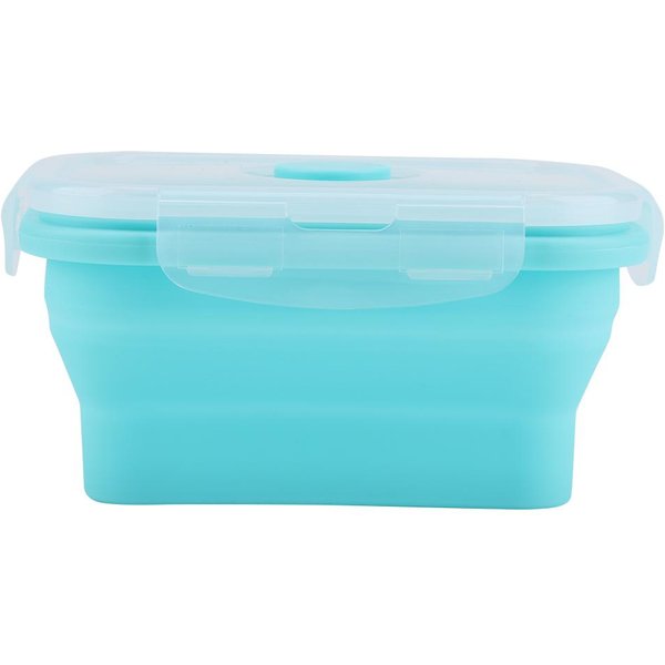 Fiambrera De Silicona PortáTil Plegable Apta Para Microondas Contenedor De Alimentos Verde 350Ml-image