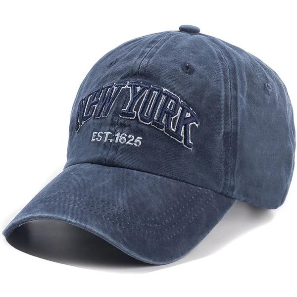 Gorra De AlgodóN Lavado New York Para Hombres Mujeres Gorras Gorras Snapback Gorras De BéIsbol ProteccióN Solar Casquette Gorra De Papa Gorra Para Exteriores Azul Oscuro-image