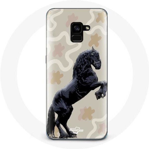 Coque Pour Samsung Galaxy A8 Plus Frison Noir Race De Cheval-image