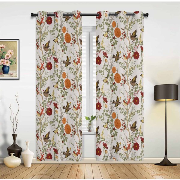 Retro Kwiatowe Dzikie Kwiaty ZasłOny Do Sypialni Salonu Draperie Kuchnia PokóJ DziecięCy ZasłOna Okienna Nowoczesny WystróJ Domu 135W X 60H(Cm) X1 Gray-image
