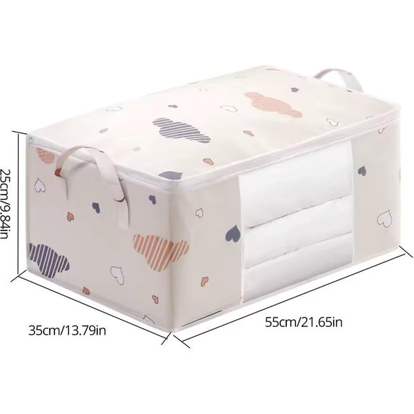 Organizador De Bolsa De Almacenamiento De Ropa De Gran Capacidad Con Asa Reforzada Adecuado Para Mantas Ropa De Cama Plegable Con Cremallera Robusta Beige-image