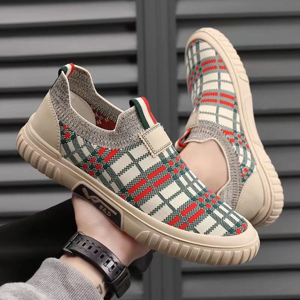 Zapatos De Hombre Para Primavera Transpirables Casuales Perezosos Para Un Pie Zapatos Perezosos Zapatos Casuales Ligeros Para Hombres De Moda Zapatos De Tejido Volador 44 Gray-image