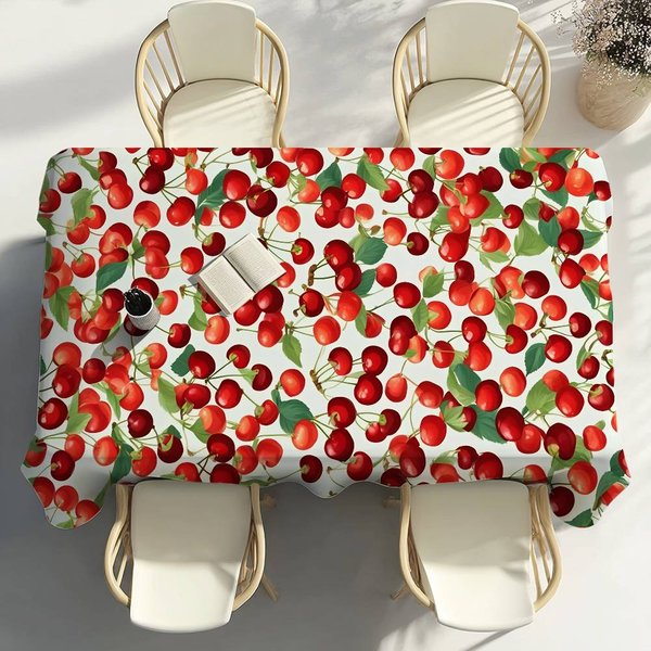 Mantel Rosa Fruta Cereza DecoracióN Fiesta Comedor Hogar Cocina Patios Mantel Impermeable Resistente A Manchas 160X240Cm-image