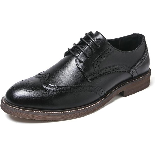 RęCznie Robione MęSkie Buty Oxford Z Noskiem Skrzydlatym Szara SkóRa Brogsy MęSkie Buty Wizytowe Klasyczne Buty Formalne Biznesowe Dla MężCzyzn Chaussure Hommes 44 Black-image