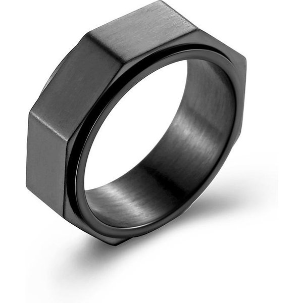 Un Anillo Giratorio Octogonal De Acero De Titanio Con Personalidad Nicho Para Aliviar La Ansiedad Y Aliviar El EstréS 11# Gray-image