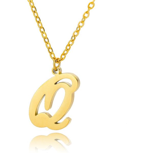 Delicados Collares Con Iniciales Para Mujer Color Dorado Minimalista Acero Inoxidable Collar Con Iniciales Para Mujer JoyeríA De Boda Regalo 45Cm Beige-image
