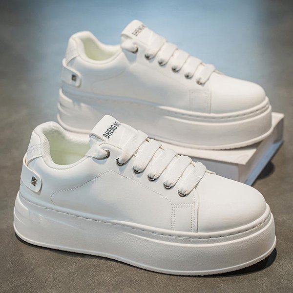 Wiosenne Buty MęSkie Nowe OddychająCe BiałE Buty MęSkie Modne Wszechstronne Sneakersy Na Grubej Podeszwie Z Wysoką Cholewką Buty Casualowe Trampki Modne Buty 44-image