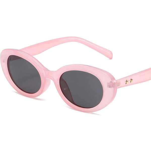 Luksusowa Marka Projektant Owalne Okulary PrzeciwsłOneczne Kobiety MężCzyźNi Moda Vintage Modne Okulary SłOneczne Gwiazda Punk RóżOwe UV400-image