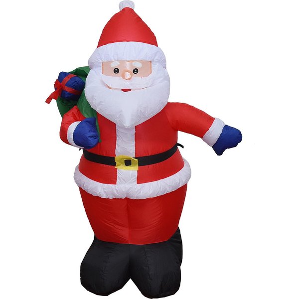 Inflables NavideñOs Para Exteriores, DecoracióN Para Exteriores, Mochila De Papá Noel De 4 Pies, Luces LED Integradas Y Aire. US Plug-image
