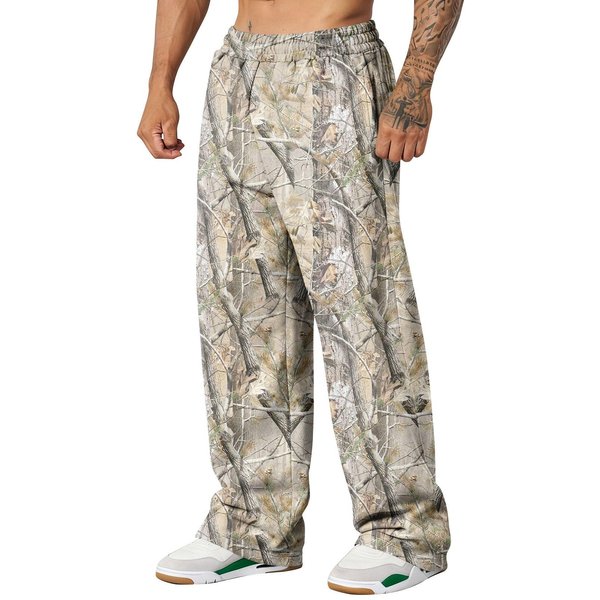 MęSkie KamuflażOwe LuźNe Spodnie Dresowe Z Szerokimi Nogawkami MęSkie Casualowe Modne Spodnie Dresowe Xxxl Beige-image