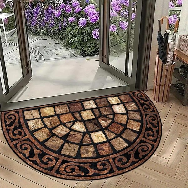 Mata WejśCiowa Do Domu Dekoracja Ogrodu Wycieraczka Maty WejśCiowe Na Drzwi Dywan ZewnęTrzny Dywan Domowy PółOkrąGłA Mata PodłOgowa 70X110Cm-image
