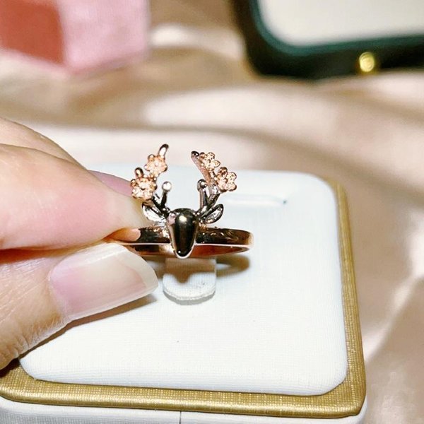 Anillo De Alce Con Personalidad Creativa Y Segmento De Oro Europeo Y Americano, Anillo Protector De Color. No. 6 White-image
