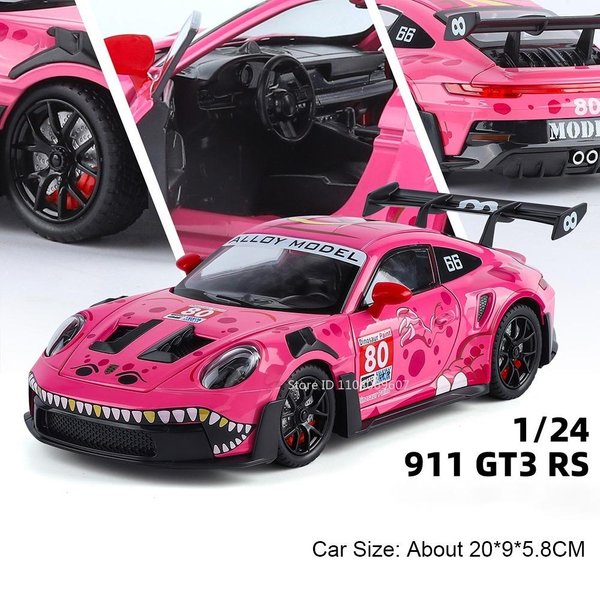 1:Skala 24 911 Gt3 Rs Miniaturowy Model Samochodu Sportowego Zabawki Stop Metal Diecast Drzwi Otwierane Pull Back Amortyzacja Symulacja Superauta-image