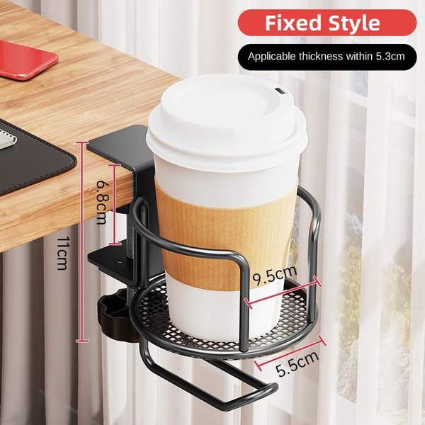 Soporte Para Tazas De Escritorio 2 En 1 Con Soporte Colgador Para Auriculares, Gancho Para Taza De Mesa Clipable Antiderrames Con RotacióN De 360° Para Mesa De Oficina En Casa Black-image