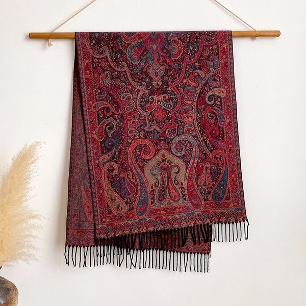 Bufanda De Cachemir Para Mujer Bohemia VersáTil Jacquard Anacardo Estilo ÉTnico Chal Grande Bufanda Larga Con Bufandas De Mujer One Size Black-image