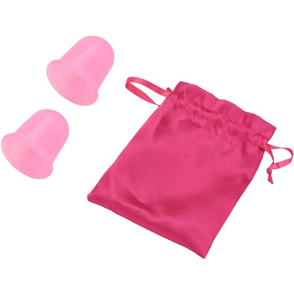 Juego De 2 Piezas De Silicona Para Masaje Corporal Al VacíO, Ayuda AnticelulíTica, Copas De Masaje, Ventosas (Rosado) Color Rosa-image