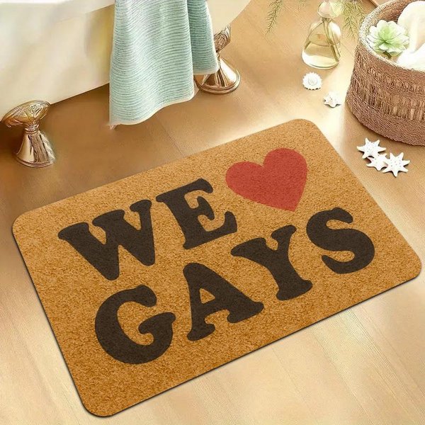 Kochamy GejóW Pride Tekst Wycieraczka, Kolorowe Serce AntypośLizgowy Dywanik WejśCiowy, WytrzymałA Zmywalna Mata PodłOgowa Do Wystroju Domu I Tarasu 40X60Cm-image