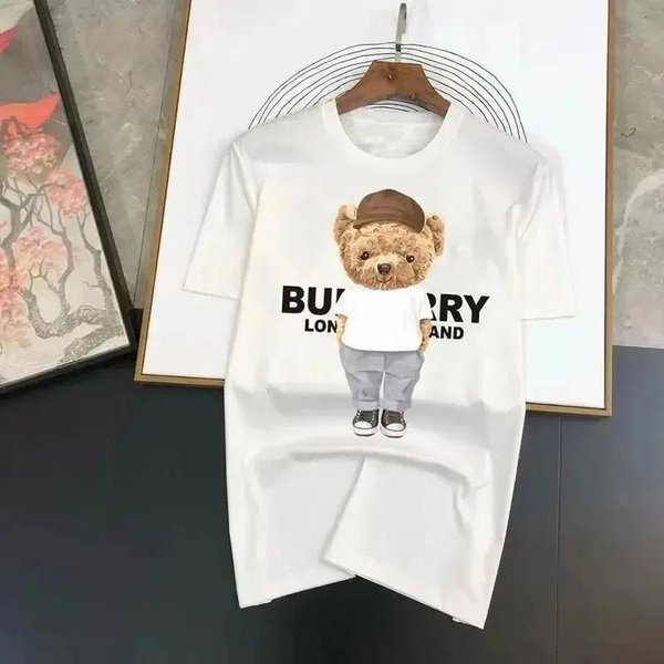 Zabawny T-Shirt Z Nadrukiem Misia MęSki Damski Moda Koszulki Z KróTkim RęKawem Lato Wysoka Jakość Top T-Shirt Markowa Odzież Projektanta 2024 2XL Gray-image